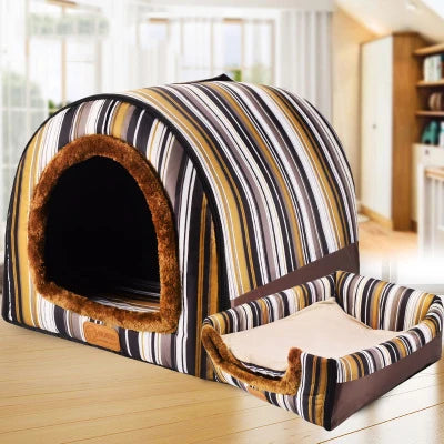 Star Print Dog House - Foldable Warm Kennel Mat