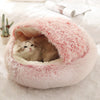 Round Plush Pet Bed - Warm Sleeping Nest with Cover