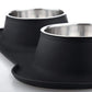 Anti-Slip Double Dog Bowl - Stainless Steel with Mat