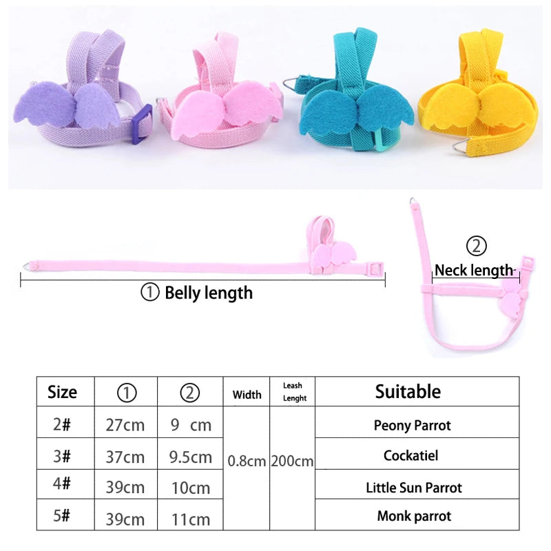 Adjustable Parrot Bird Harness and Leash Set - Anti-Bite Training Harness for Outdoor Flying