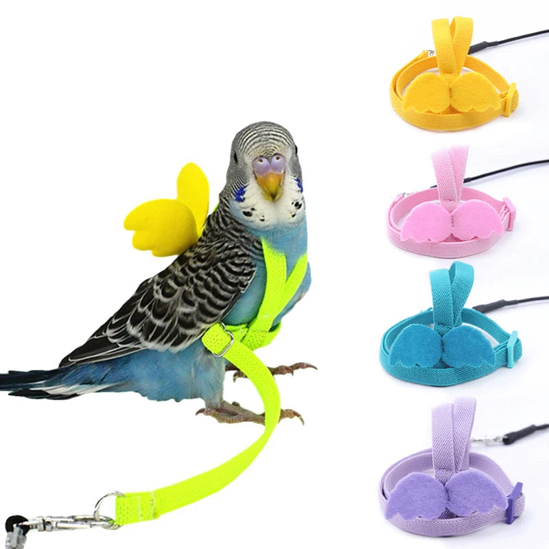 Adjustable Parrot Bird Harness and Leash Set - Anti-Bite Training Harness for Outdoor Flying