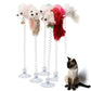 Spring Feather Cat Toy - Suction Cup Mouse Teaser with Bell