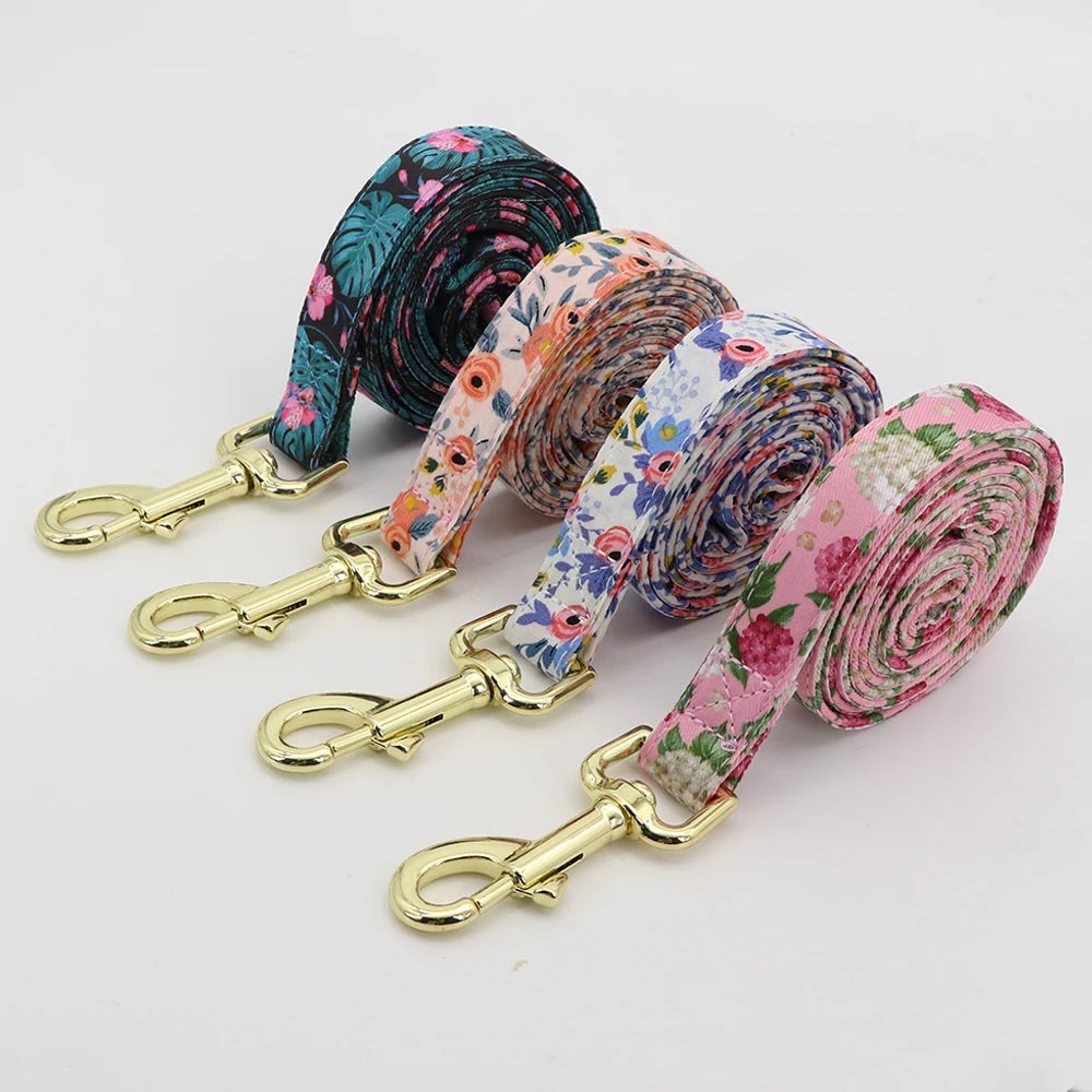 Custom Engraved Dog Collar with Leash - Nylon Printed ID Collar & Walking Belt for Small, Medium & Large Dogs