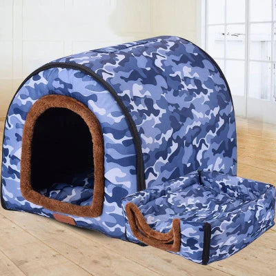 Star Print Dog House - Foldable Warm Kennel Mat