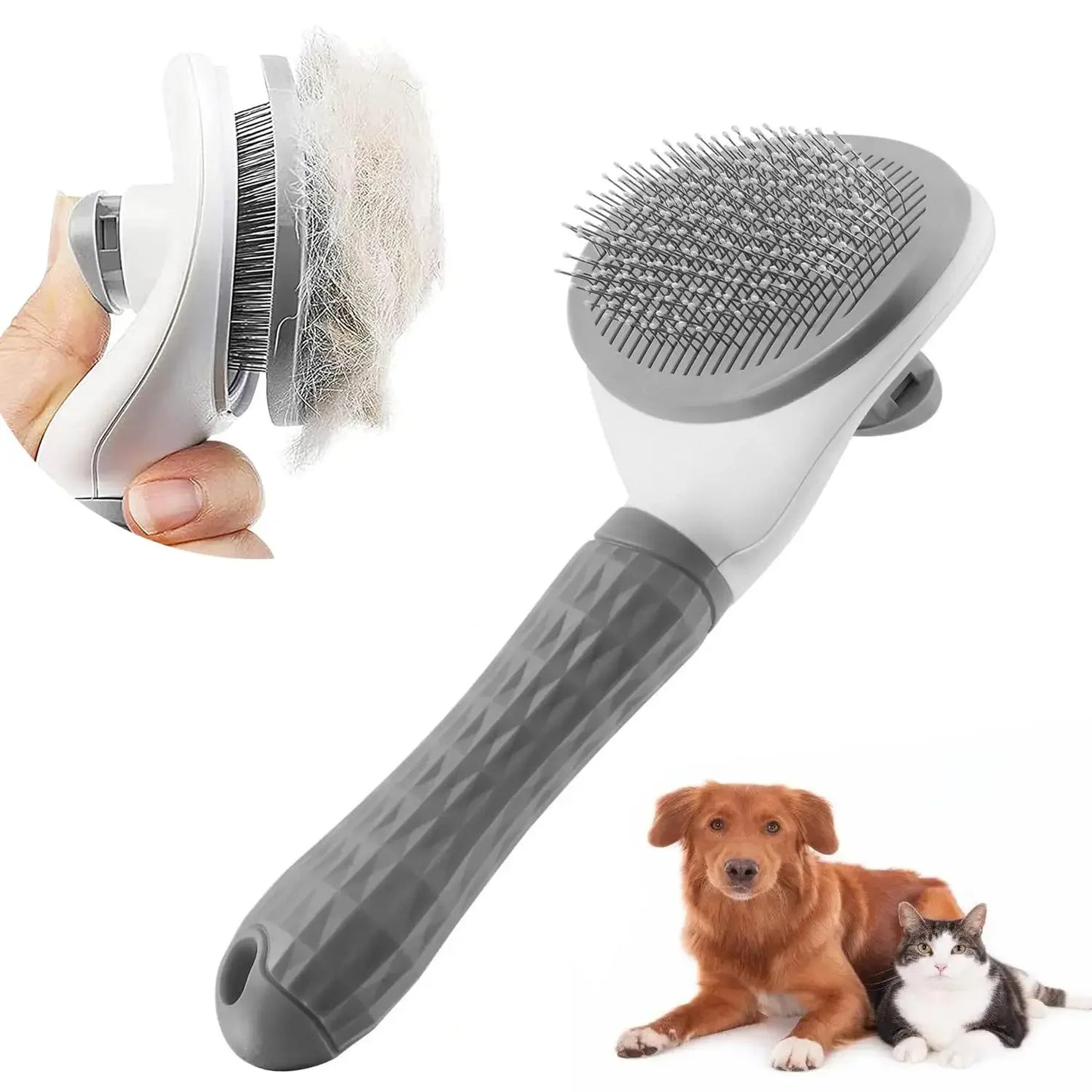 Self-Cleaning Slicker Brush - Pet Hair Removal Comb