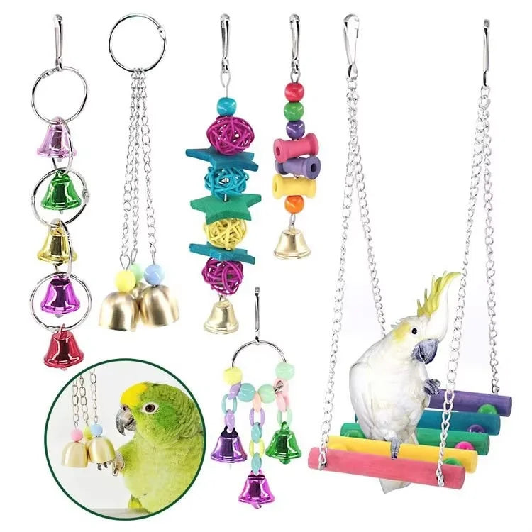 Parrot Biting Toy - Colorful Woven Tube Play Set