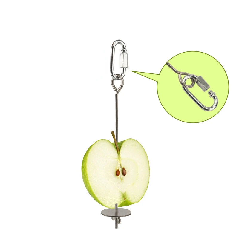 Stainless Steel Bird Food Holder - Fruit & Vegetable Skewer Stick for Parrots & Pet Birds