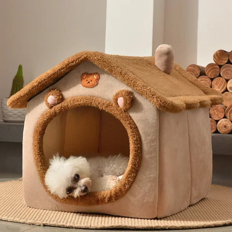 Foldable Pet House - Warm Cave Bed for Dogs and Cats