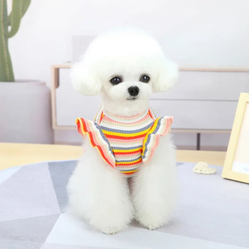 Ruffle Striped Skirt Vest - Sweet Party Dress for Pets