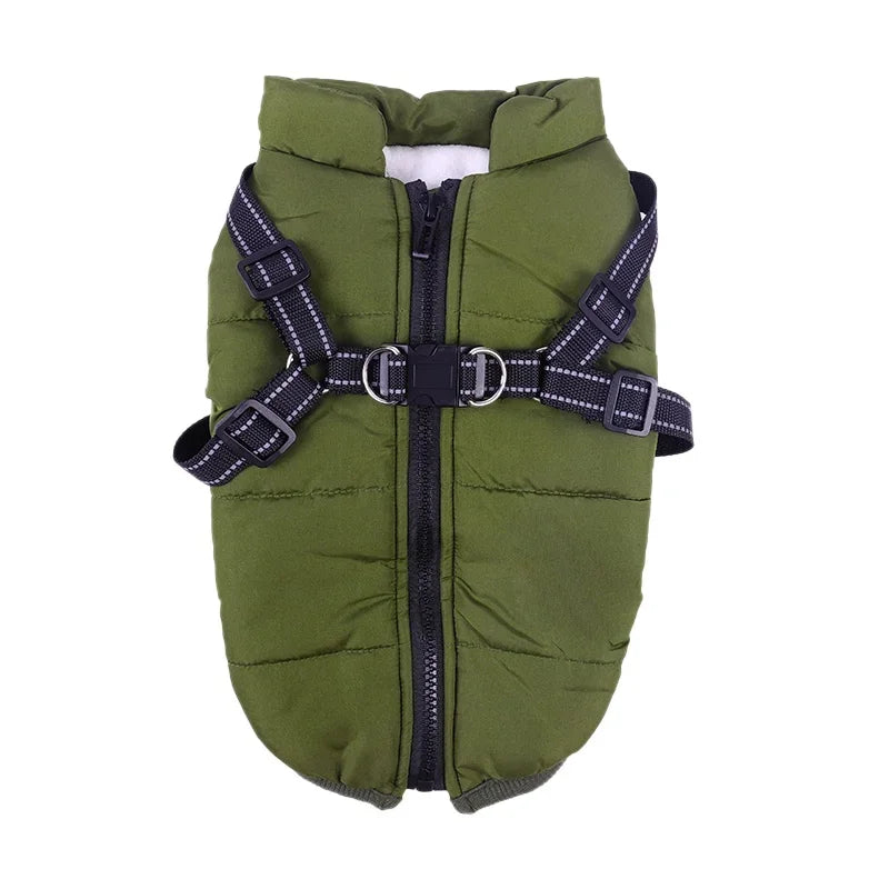 Waterproof Dog Jacket - Fleece Coat with Built-in Harness