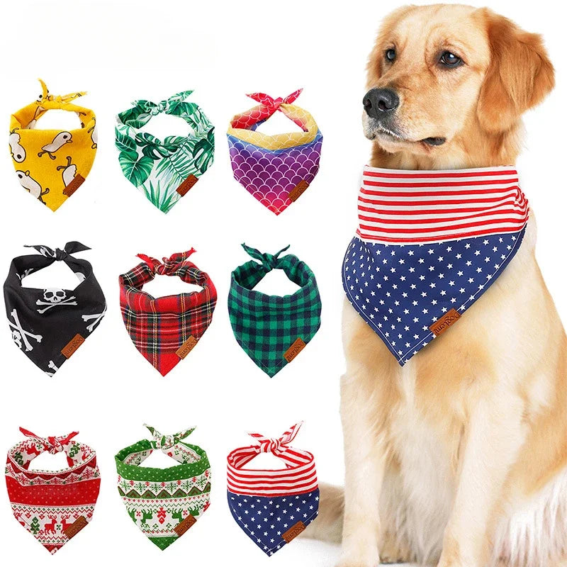 Adjustable Dog Bandana Collar - Scarf Handkerchief Set