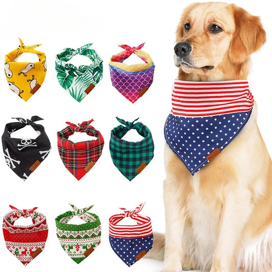 Adjustable Dog Bandana Collar - Scarf Handkerchief Set