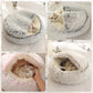 Round Plush Pet Bed - Warm Sleeping Nest with Cover