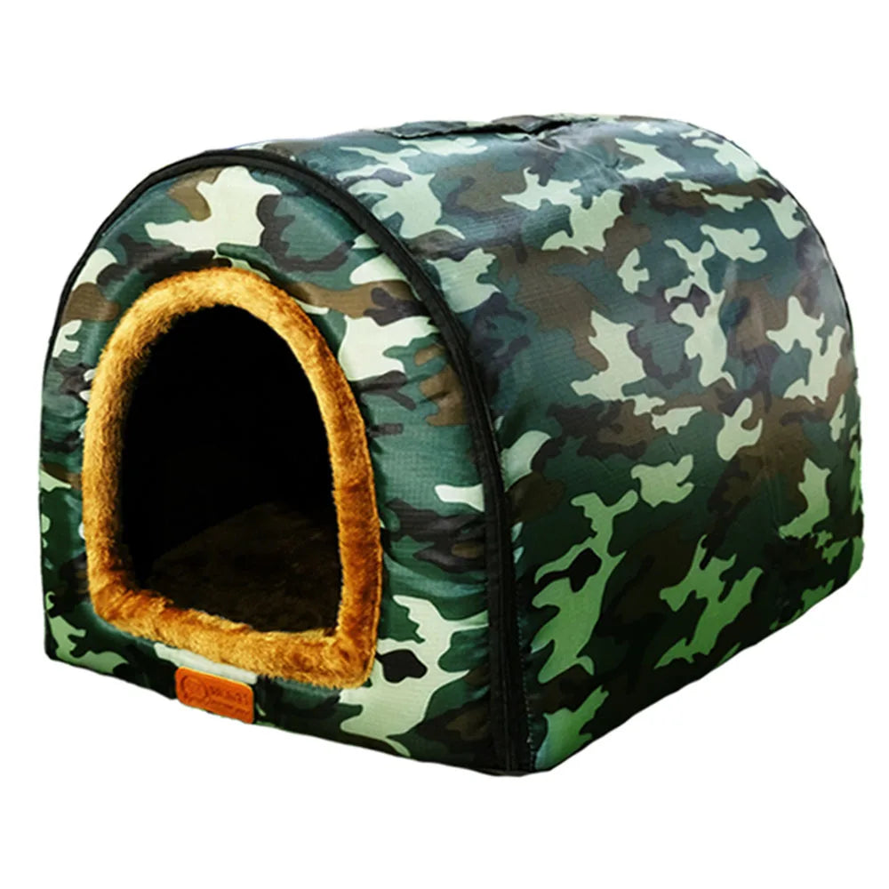 Star Print Dog House - Foldable Warm Kennel Mat