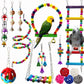 Colorful Wooden Bird Toys - Swing Hammock & Chewing Toys Set for Parrots