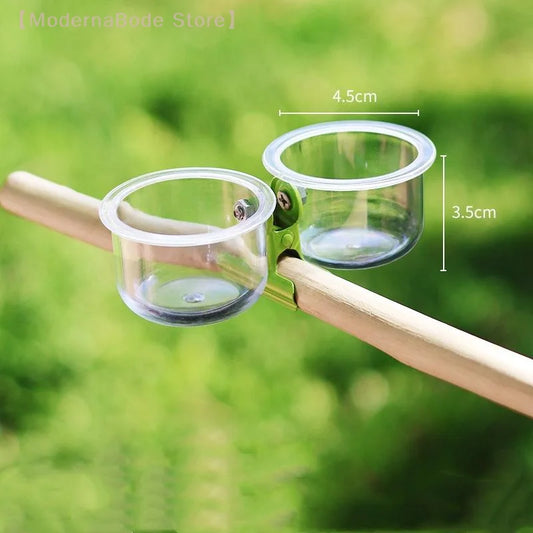 Parrot Food Bowl Feeder Cup with Clip - Small Pet Bird Water Bowl & Feeding Basin for Bird Cages