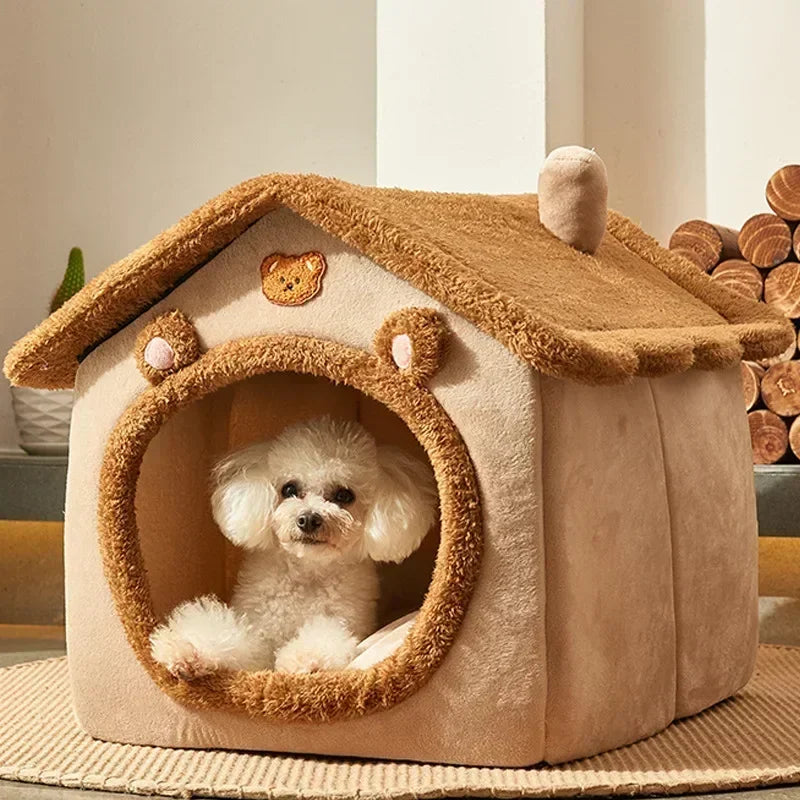 Foldable Pet House - Warm Cave Bed for Dogs and Cats