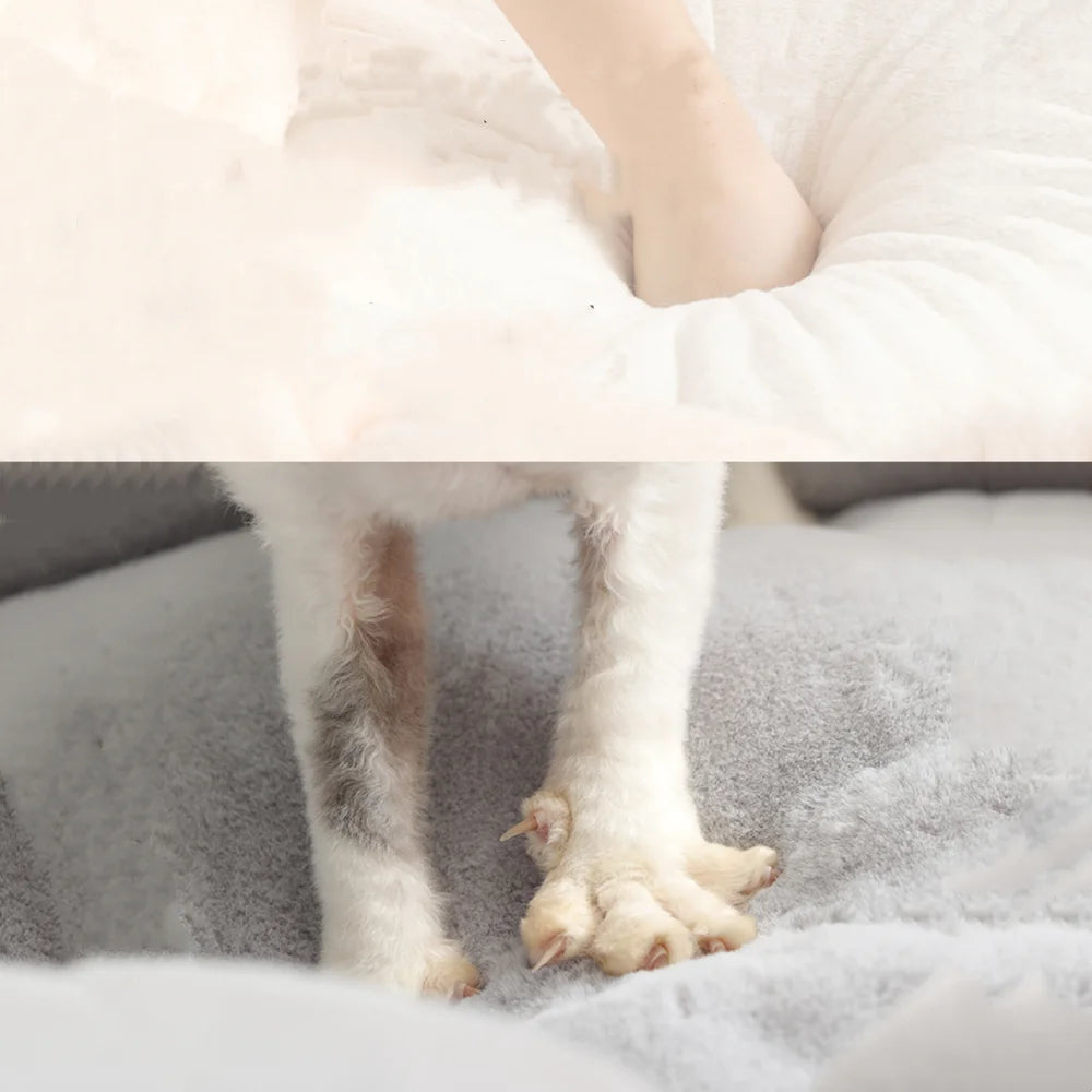 Round Plush Pet Bed - Warm Sleeping Cave Lounger