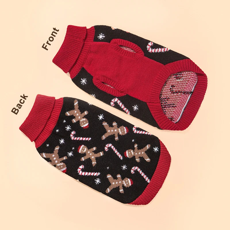 Knitted Christmas Dog Sweater - Holiday Turtleneck Pullover