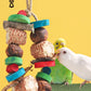Natural Bird Parrot Chewing Toy - Corn Cob Loofah Wood Combination Hanging Decoration