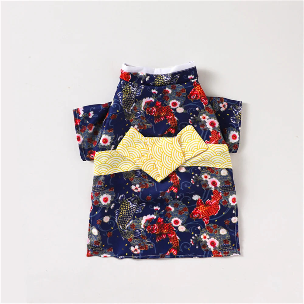 Japanese Kimono Pet Coat - Summer Outfit with Bow Knot