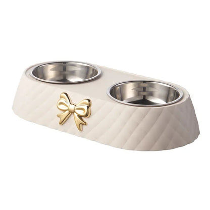 Bowtie Double Bowl - Pet Food and Water Dish Set
