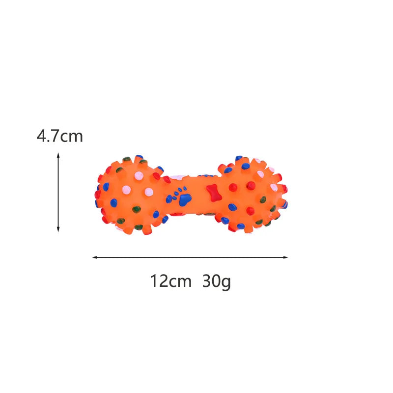 Paw Print Dumbbell Chew Toy - Interactive Squeaker for Dogs