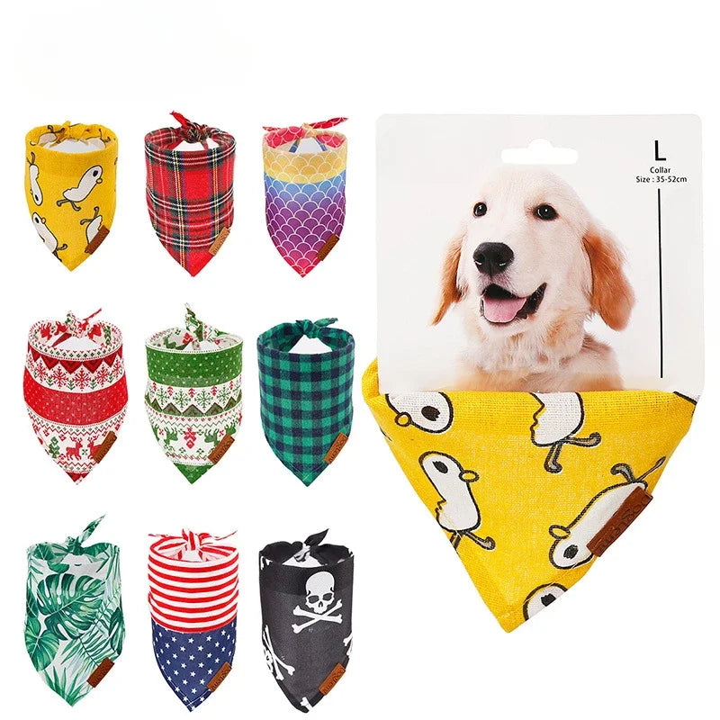 Adjustable Dog Bandana Collar - Scarf Handkerchief Set