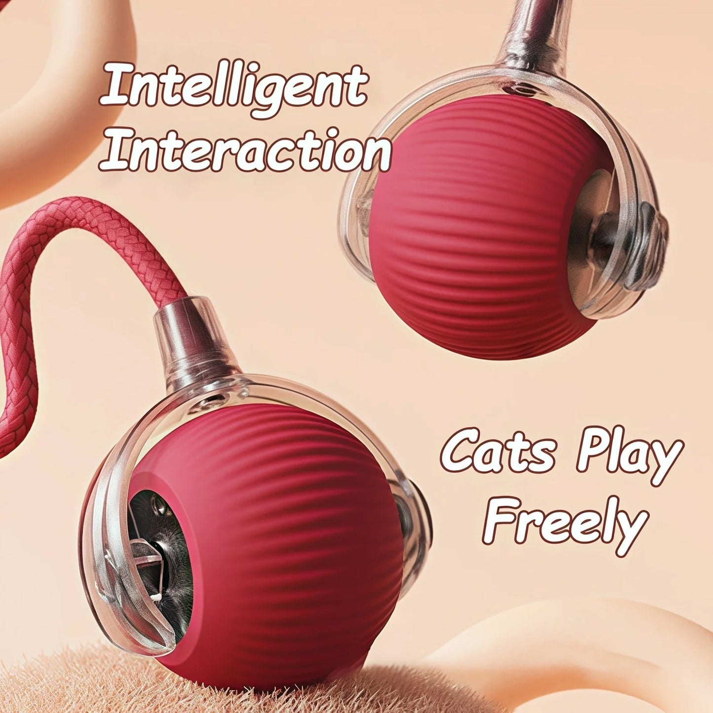 Interactive Rolling Ball - Rechargeable Mouse Tail Toy