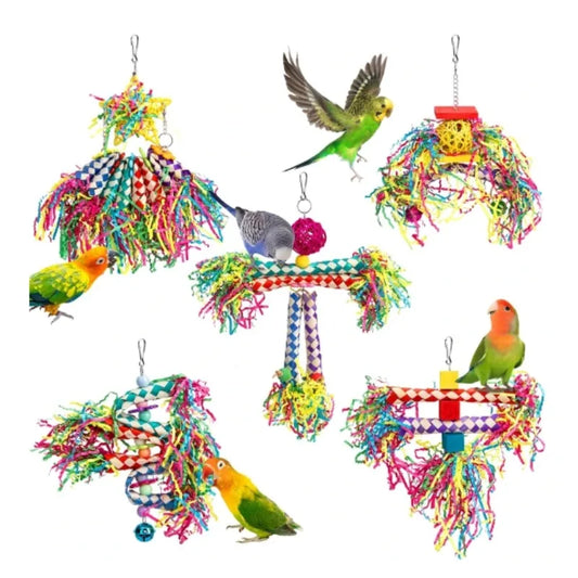 Parrot Biting Toy - Colorful Woven Tube Play Set