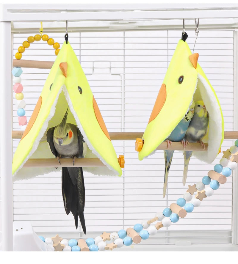 Soft Plush Bird Nest - Parrot Hammock Hanging Bed & Cave Hut for Parakeets & Small Birds