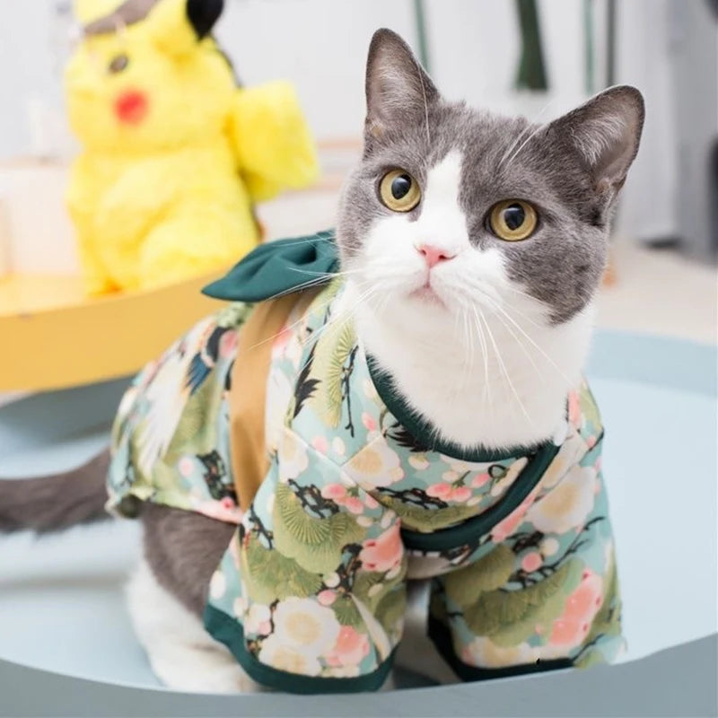 Japanese Kimono Pet Coat - Summer Outfit with Bow Knot