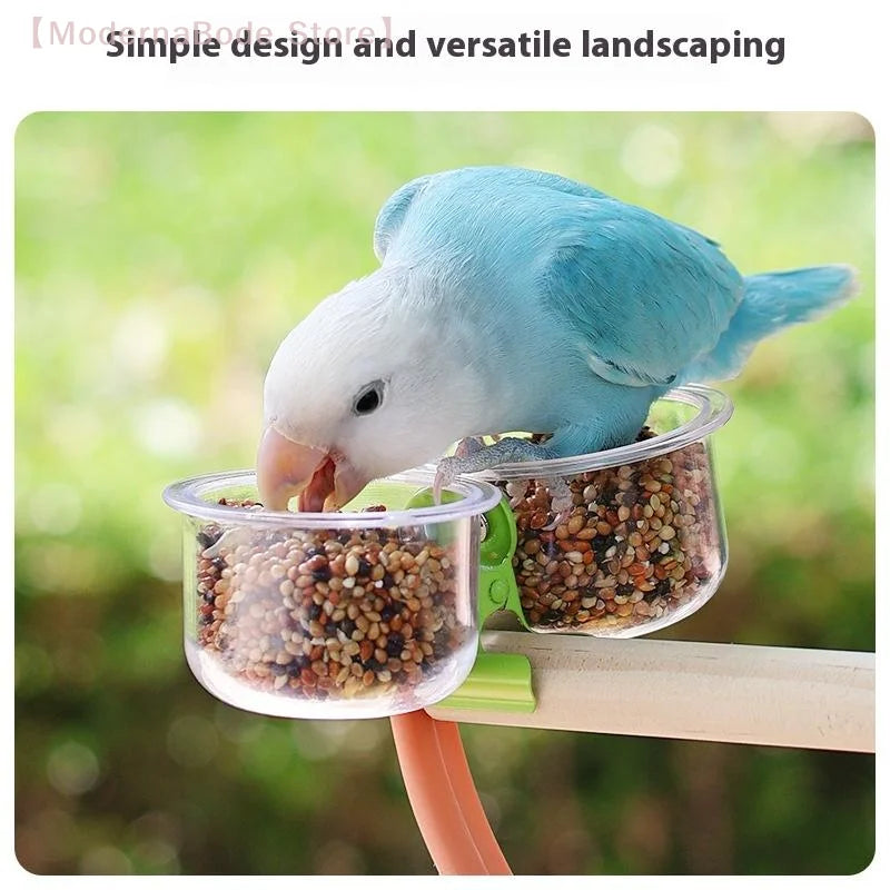 Parrot Food Bowl Feeder Cup with Clip - Small Pet Bird Water Bowl & Feeding Basin for Bird Cages