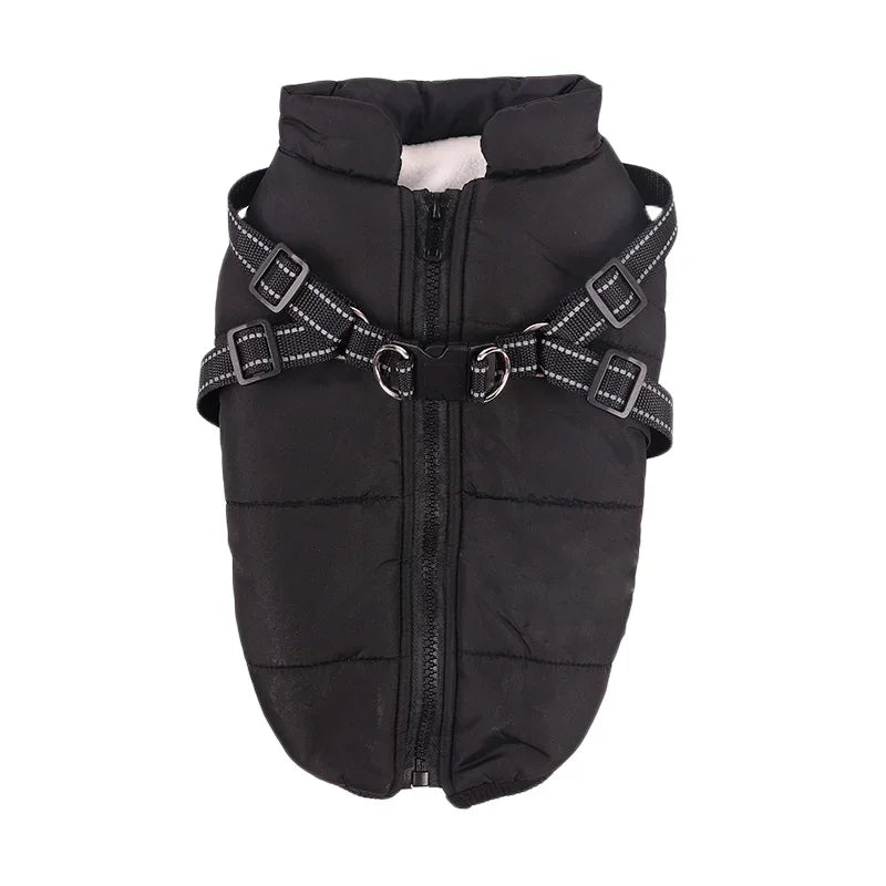 Waterproof Dog Jacket - Fleece Coat with Built-in Harness
