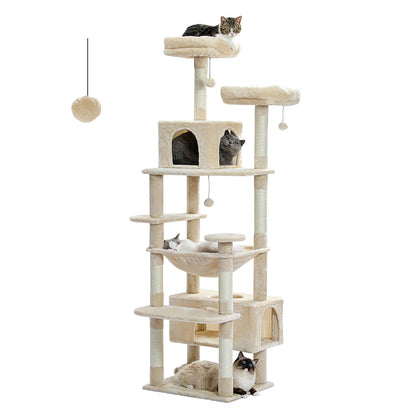 Large Cat Tree Tower - Sisal Scratching Posts with Hammock