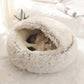 Round Plush Pet Bed - Warm Sleeping Nest with Cover