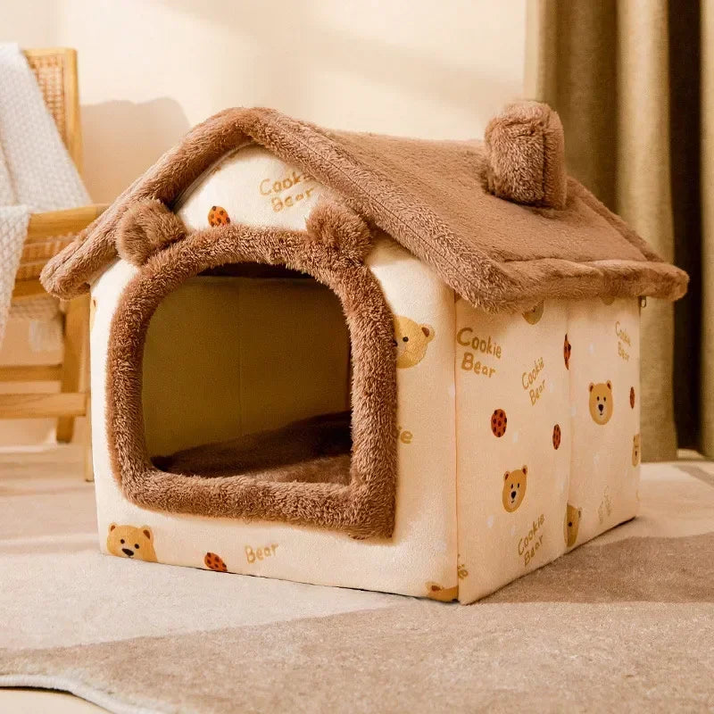 Foldable Pet House - Warm Cave Bed for Dogs and Cats