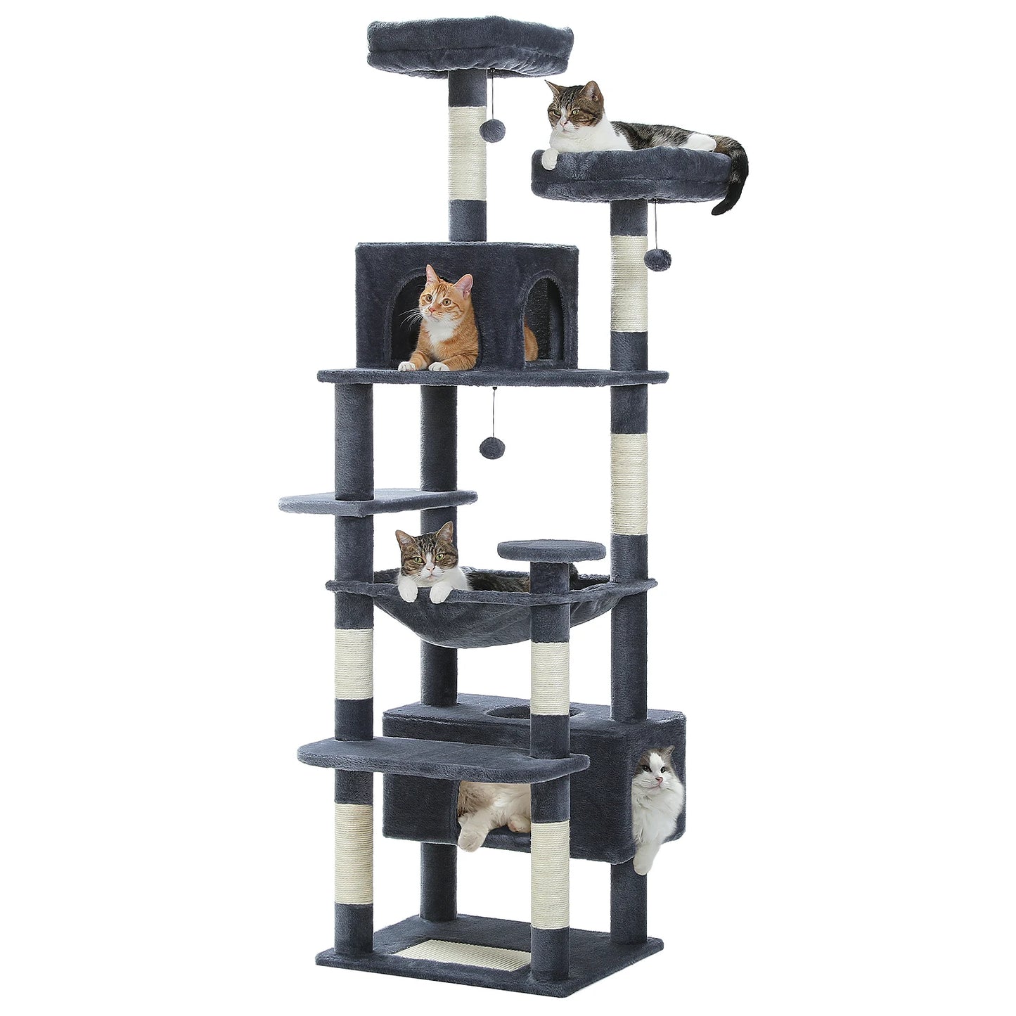 Large Cat Tree Tower - Sisal Scratching Posts with Hammock