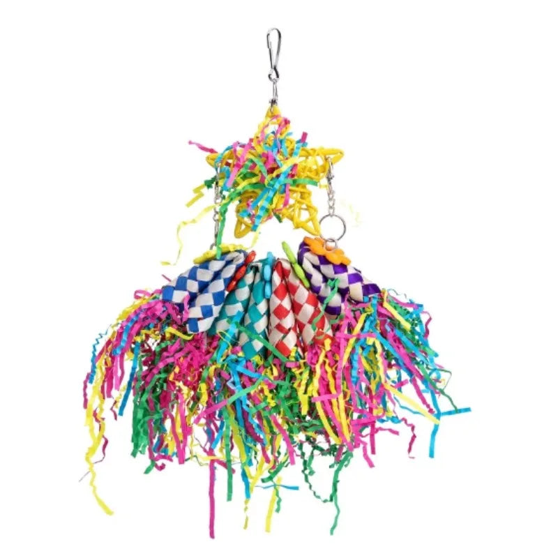 Parrot Biting Toy - Colorful Woven Tube Play Set