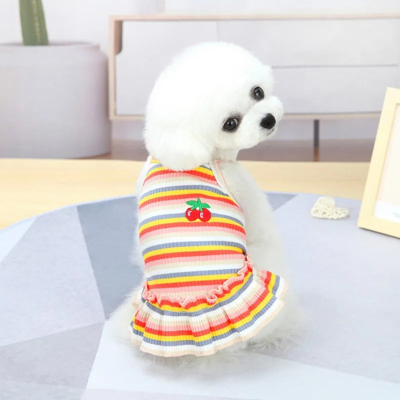 Ruffle Striped Skirt Vest - Sweet Party Dress for Pets