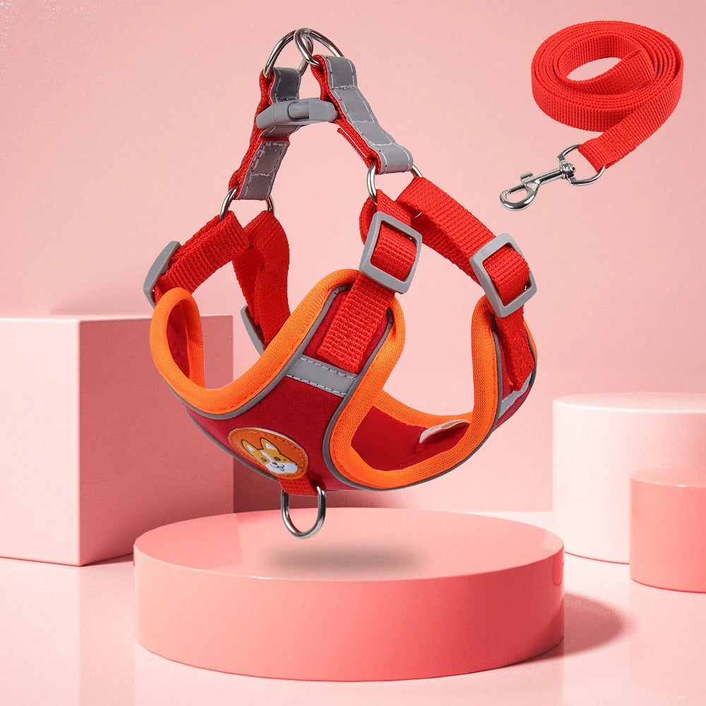 Step-In Dog Harness - Reflective Vest with Leash Set