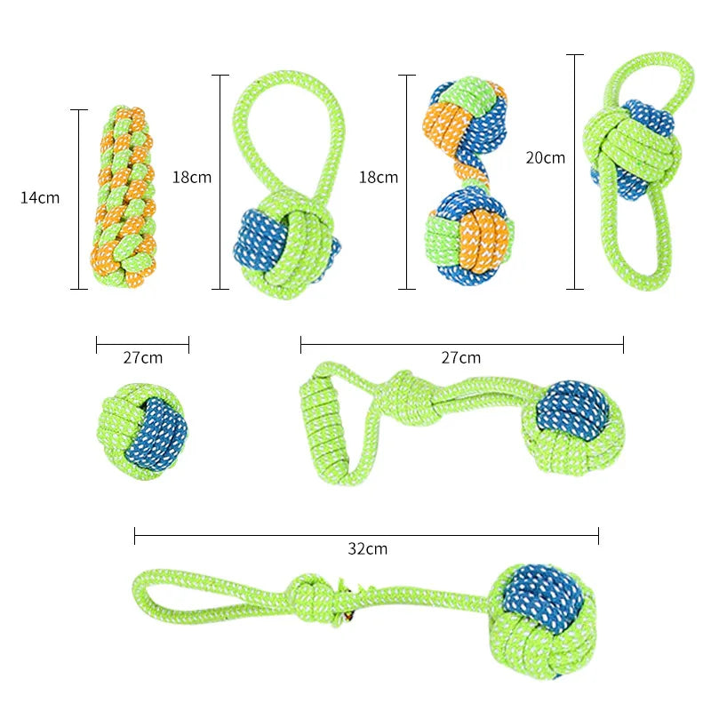 Cotton Rope Dog Toy Set - Interactive Ball and Chew Toys