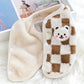 Bear Print Plush Sweater - Button Jacket for Small Dogs