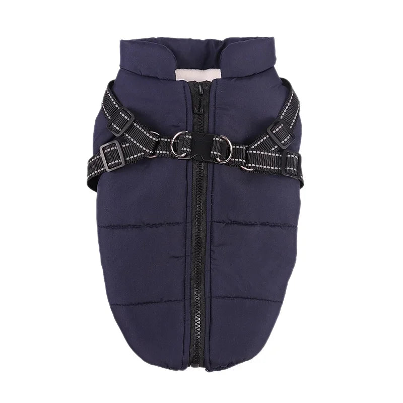 Waterproof Dog Jacket - Fleece Coat with Built-in Harness