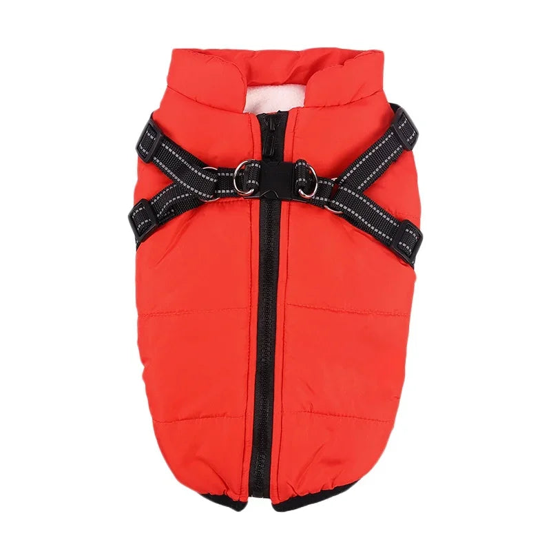 Waterproof Dog Jacket - Fleece Coat with Built-in Harness