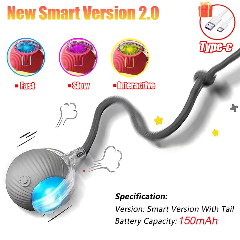 Interactive Rolling Ball - Rechargeable Mouse Tail Toy