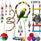 Colorful Wooden Bird Toys - Swing Hammock & Chewing Toys Set for Parrots