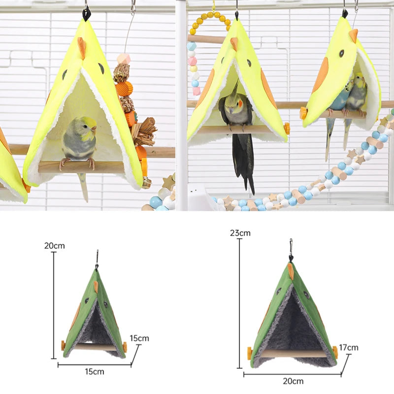 Soft Plush Bird Nest - Parrot Hammock Hanging Bed & Cave Hut for Parakeets & Small Birds
