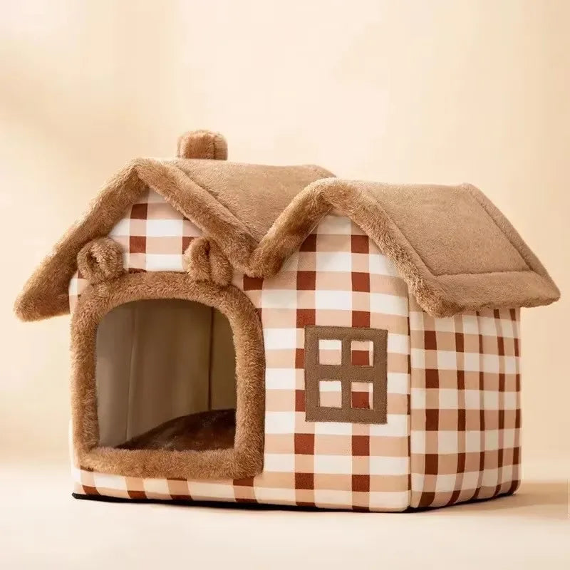 Foldable Pet House - Warm Cave Bed for Dogs and Cats