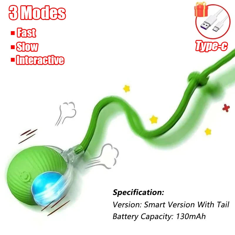Interactive Rolling Ball - Rechargeable Mouse Tail Toy
